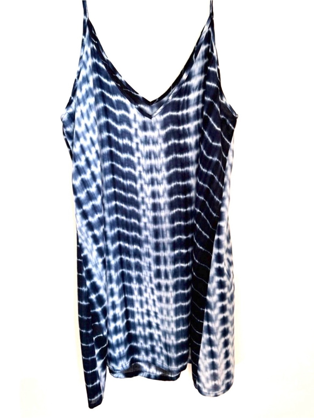 Navy and White Tie-Dye V-Neck Oversized Cover Up